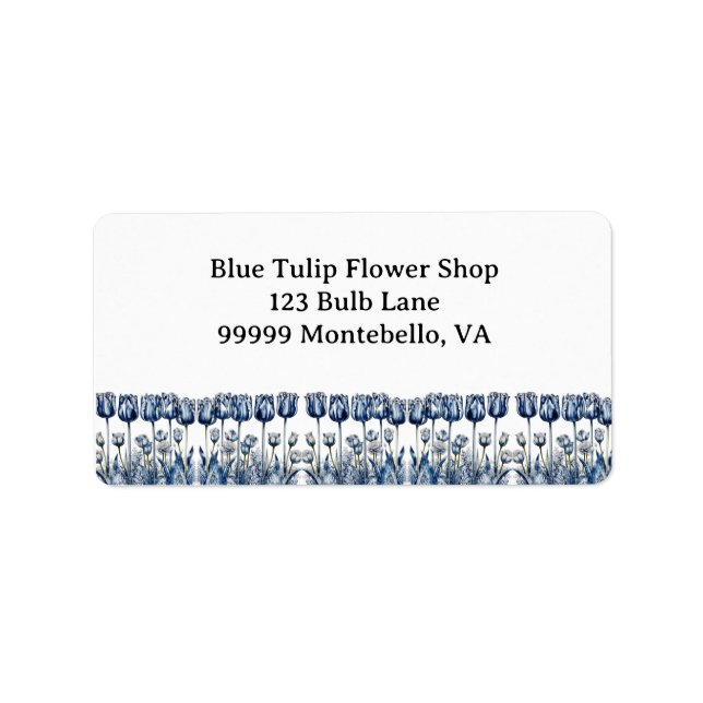 Tulips in Delft Blue customisable Label (Front)