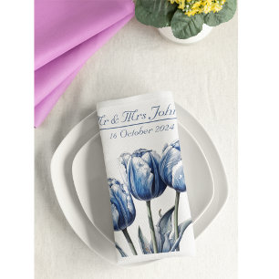 Tulips in Delft Blue customisable Napkin