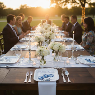 Tulips in Delft Blue customisable Paper Plate