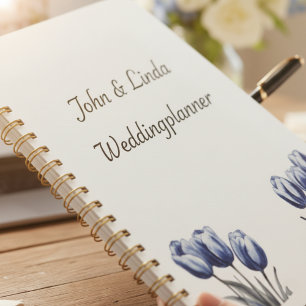 Tulips in Delft Blue, customisable  Planner