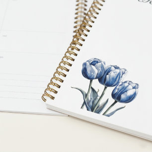 Tulips in Delft Blue, customisable  Planner