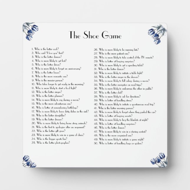 Tulips in Delft Blue customisable Plaque (Front)