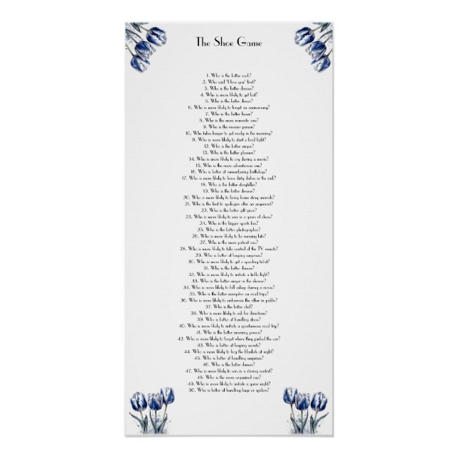 Tulips in Delft Blue customisable Poster (Front)
