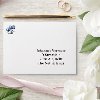 Tulips in Delft Blue Envelope