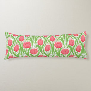 Tulips in red and green body cushion