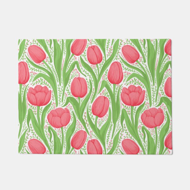 Tulips in red and green doormat (Front)
