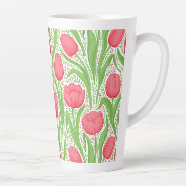 Tulips in red and green latte mug (Right)