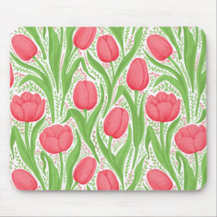Tulips in red and green mouse mat