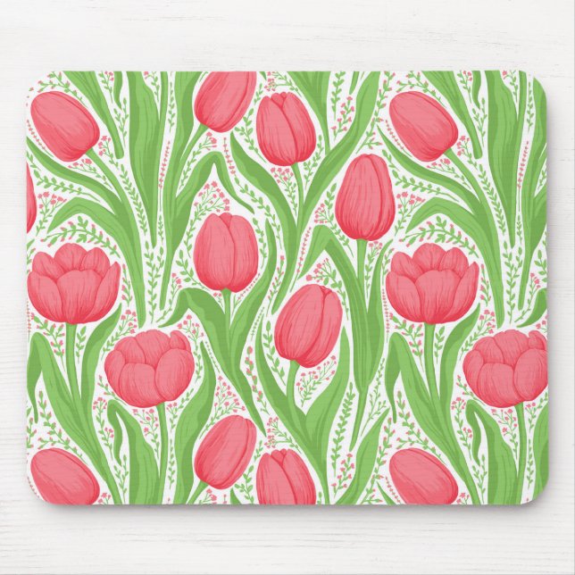Tulips in red and green mouse mat (Front)