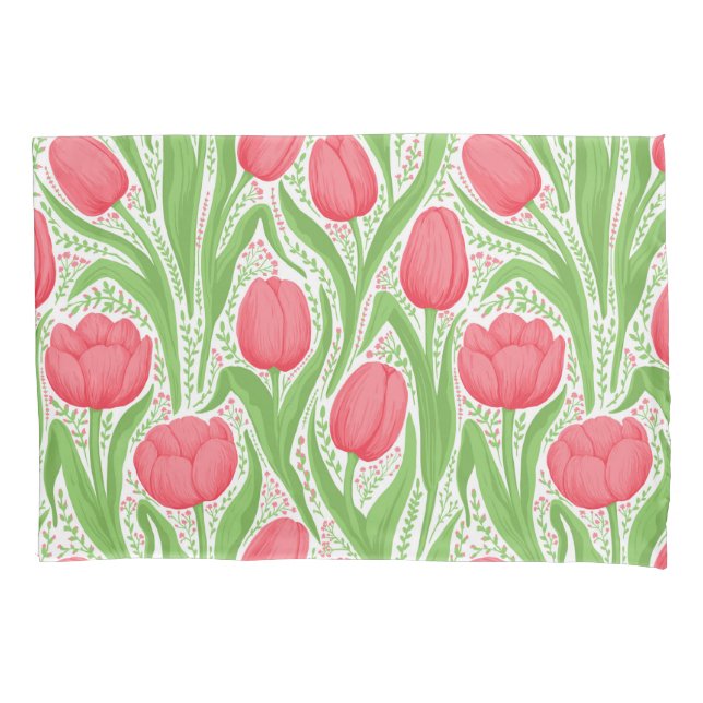 Tulips in red and green pillowcase (Front-Left)