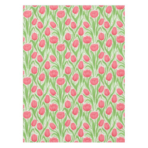 Tulips in red and green tablecloth