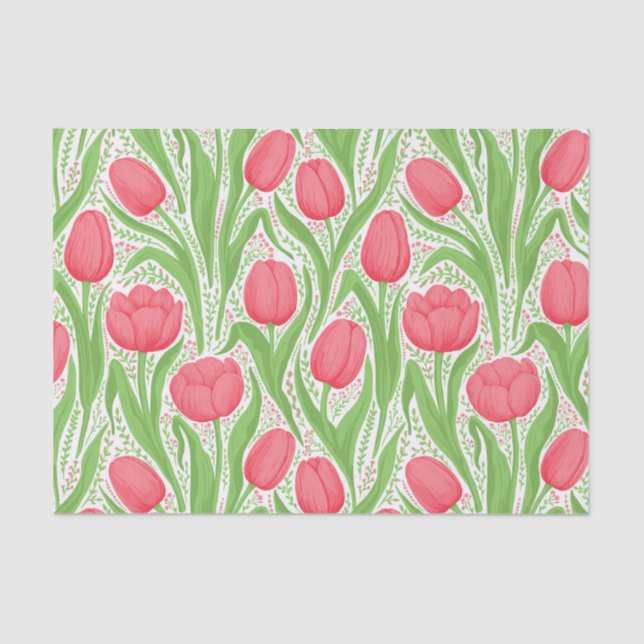 Tulips in red and green tissue paper (Front)