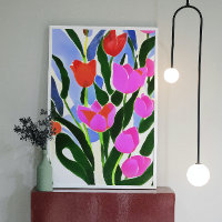 Tulips In Strong Colours Pink Floral Art