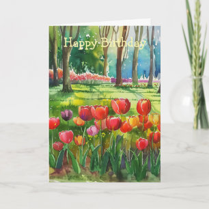 Tulips in The Park Birthday Card