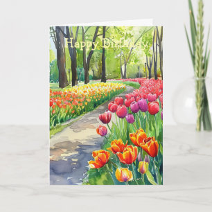 Tulips in The Park Birthday Card