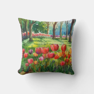 Tulips in The Park Cushion