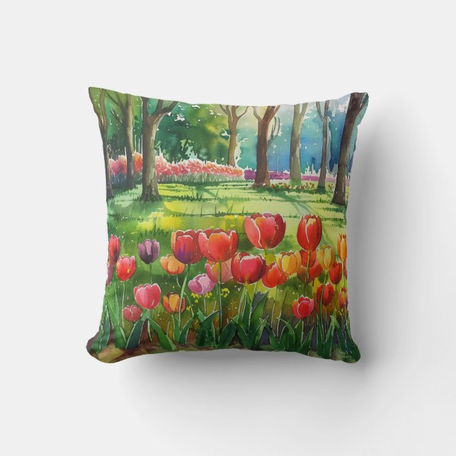 Tulips in The Park Cushion (Front)