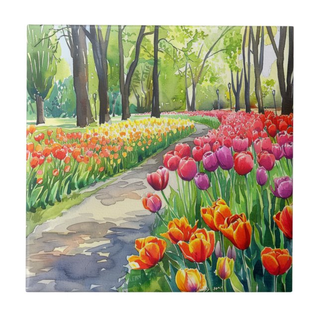 Tulips in The Park Tile (Front)