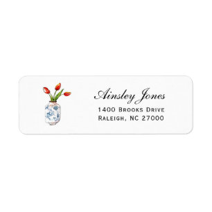 Tulips in vase Elegant return address label