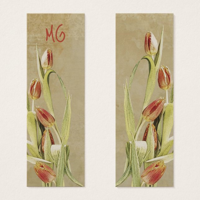 Tulips in vintage style with Initials (Front & Back)