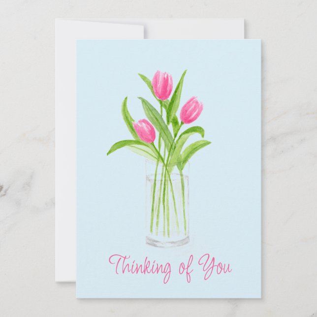Tulips in Water Handpainted Watercolor Floral Holiday Card (Front)