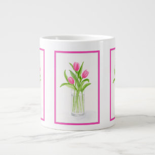 Tulips in Water Handpainted Watercolor Floral Large Coffee Mug