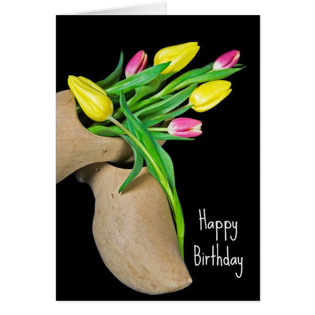 Tulips In Wooden Shoe Birthday (Front)