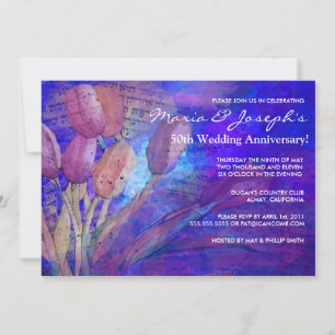 Tulips Jewish Wedding Anniversary Party Invitation