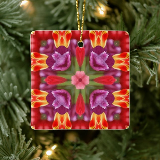 Tulips Kaleidoscope  Ceramic Ornament (Tree)