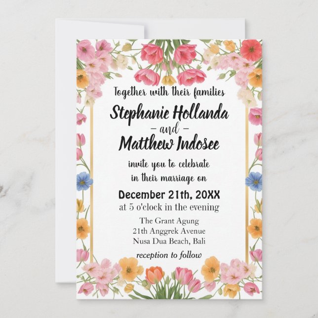 Tulips Love Passion Everlasting Unity in Wedding - Invitation (Front)