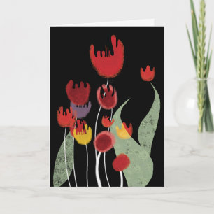 Tulips mexico night paper flowers greeting card