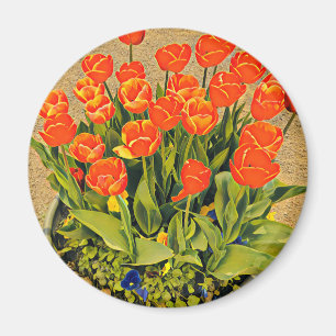 Tulips modern floral flower festival magnet