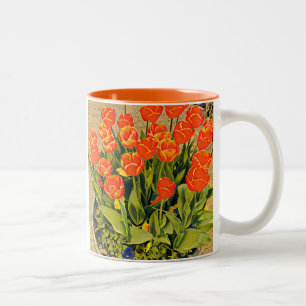 Tulips modern floral flower festival Two-Tone coffee mug