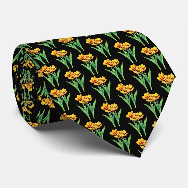 Tulips on Black Tie (Rolled)