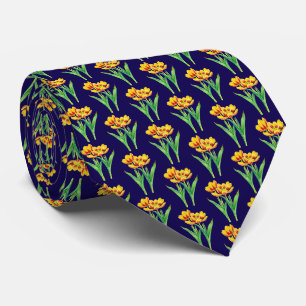 Tulips on Blue Tie