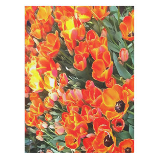 Tulips On Fire Artistic Floral Flowerbed Tablecloth