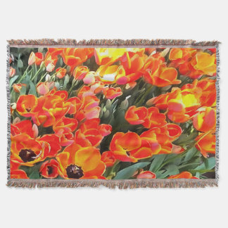 Tulips On Fire Artistic Floral Flowerbed Throw Blanket