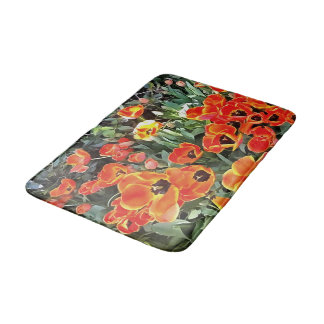 Tulips On Fire Artistic Floral Flowerbed v2 Bath Mat