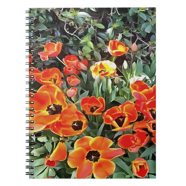 Tulips On Fire Artistic Floral Flowerbed v2 Notebook (Front)