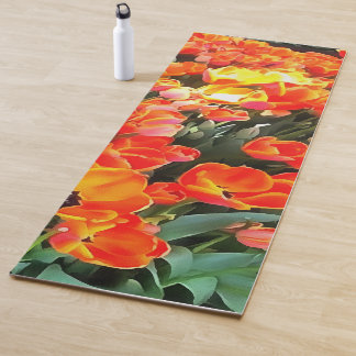 Tulips On Fire Artistic Floral Flowerbed Yoga Mat