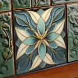 Tulips on Muted Blue Art Nouveau White Tile<br><div class="desc">Welcome to CreaTile! Here you will find handmade tile designs that I have personally crafted and vintage ceramic and porcelain clay tiles, whether stained or natural. I love to design tile and ceramic products, hoping to give you a way to transform your home into something you enjoy visiting again and...</div>
