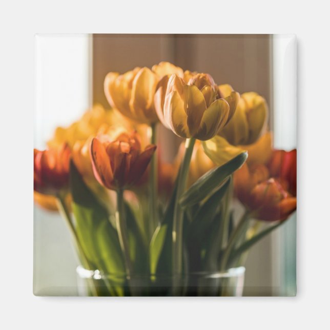 Tulips Orange Flowers Magnet (Front)