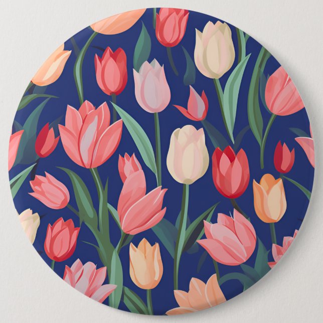 Tulips pattern  6 cm round badge (Front)