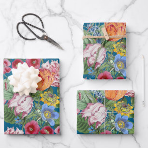 Tulips Peony Spring Flower Garden Wrapping Paper Sheet