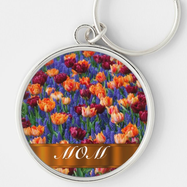 Tulips personalised mum key ring (Front)