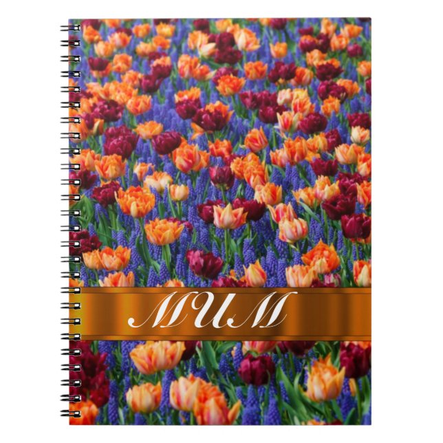 Tulips personalised mum notebook (Front)