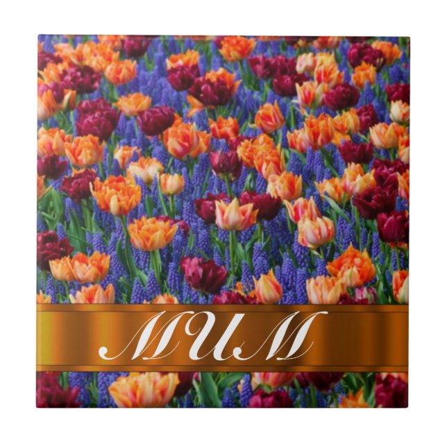 Tulips personalised mum tile (Front)