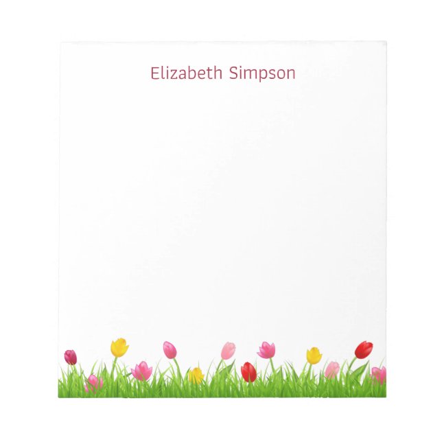 Tulips Personalised Notepad (Front)