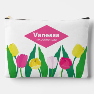 Tulips Pink Yellow Purple Green Modern Cute.  Accessory Pouch