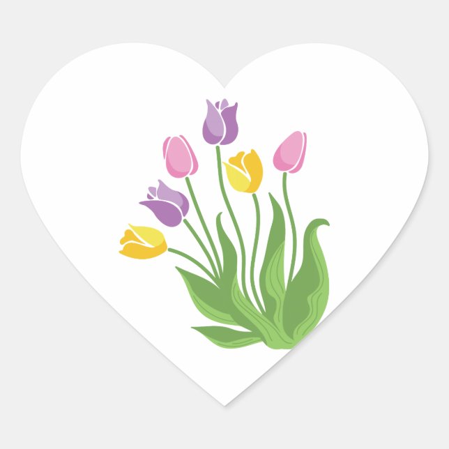 Tulips Plant Heart Sticker (Front)